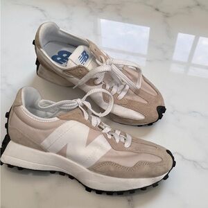 New Balance Women's Cream and White Sneakers